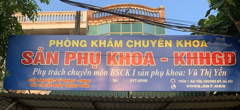 Phòng Khám Sản Phụ Khoa – KHHGĐ Bác Sĩ Vũ Thị Yến, 57, Khu Yên Sơn, Thị Trấn Chúc Sơn, Khu Yên Sơn, Thị Trấn Chúc Sơn, Huyện Chương Mỹ, Thành Phố Hà Nội, Thành Phố Hà Nội, Thuỵ Hương, Chương Mỹ, Hà Nội, Việt Nam